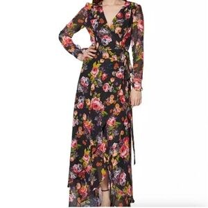 Betsey Johnson Mesh Maxi Wrap Dress Sz 10 'Into The Wild' Print NWT